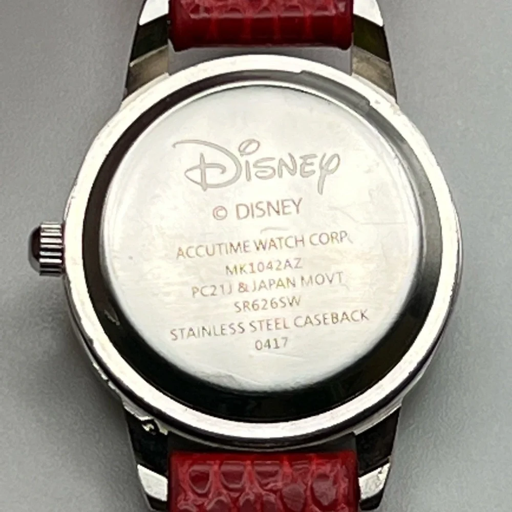 Disney Mickey Mouse watch Red leather Strap Working
